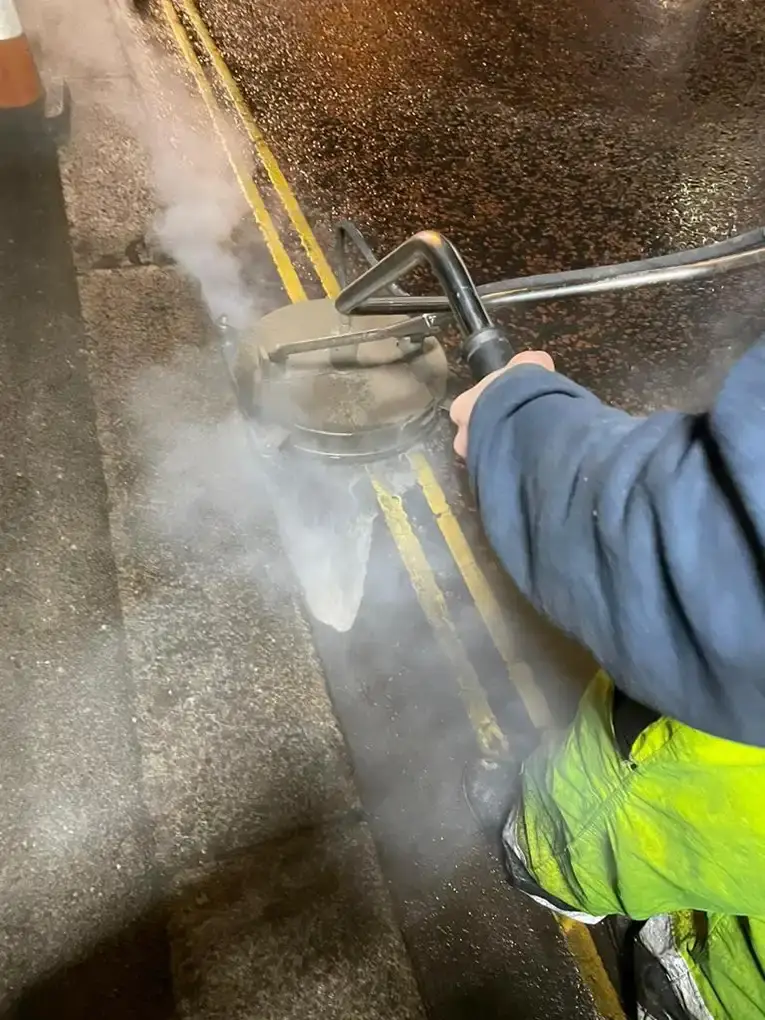 Steamer cleaner on oil spill.