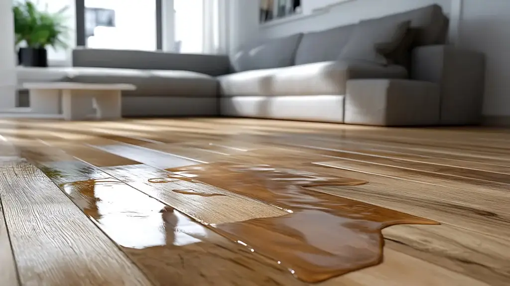 Water on a wooden floor