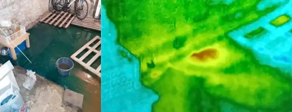 Hot spot of where leak is