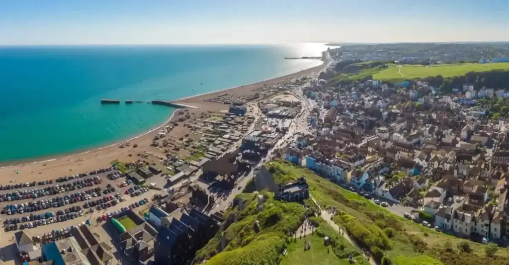 Coastline of Hastings, UK