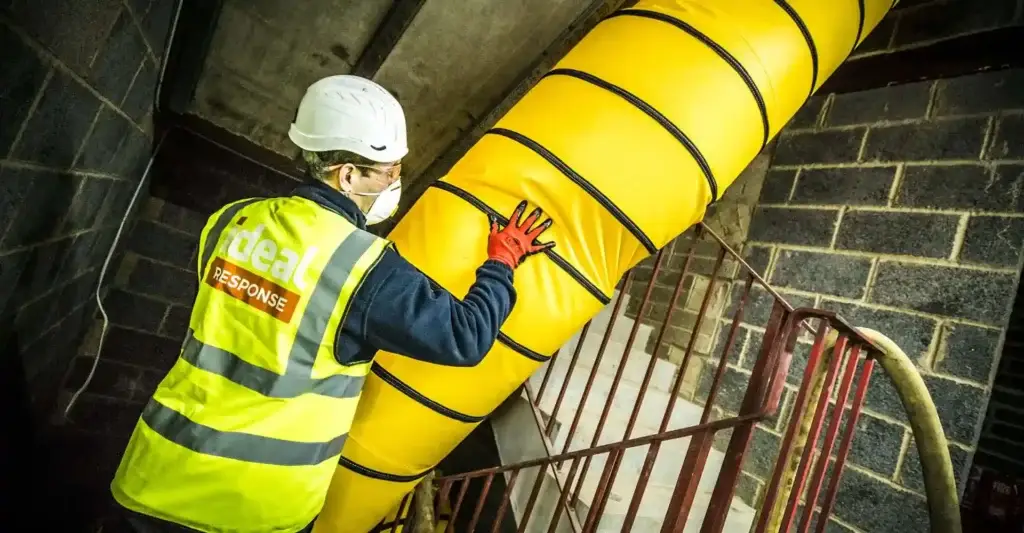 Person installing drying equipment
