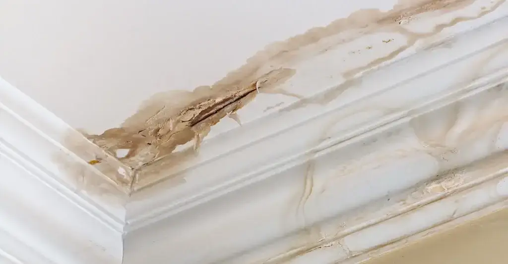 Visible water damage on a ceiling