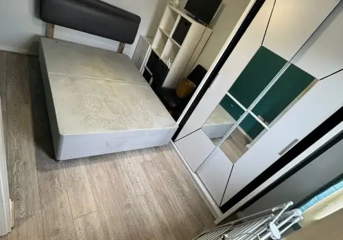 Hoarded bedroom in the UK after work finished