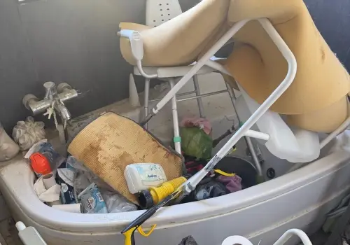 Hoarded bathroom in the UK