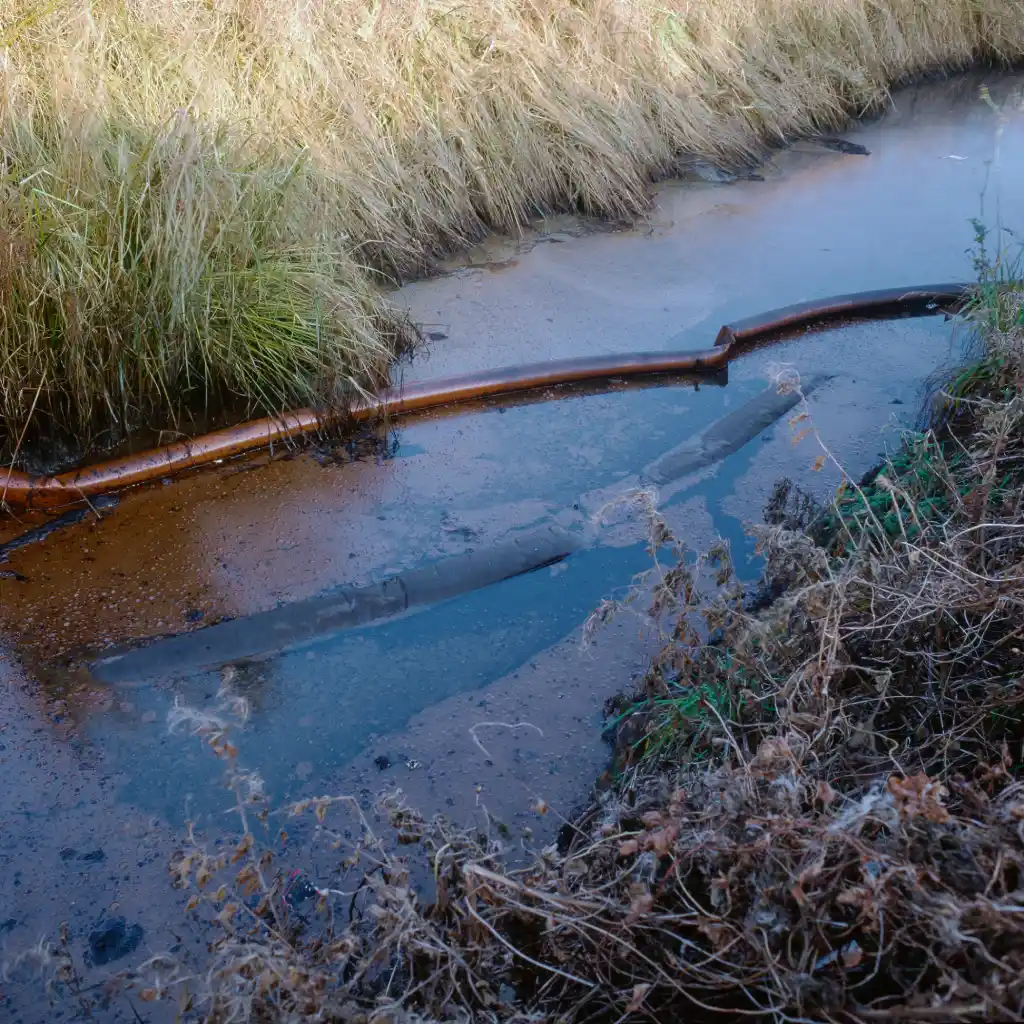 Oil contaminated water.