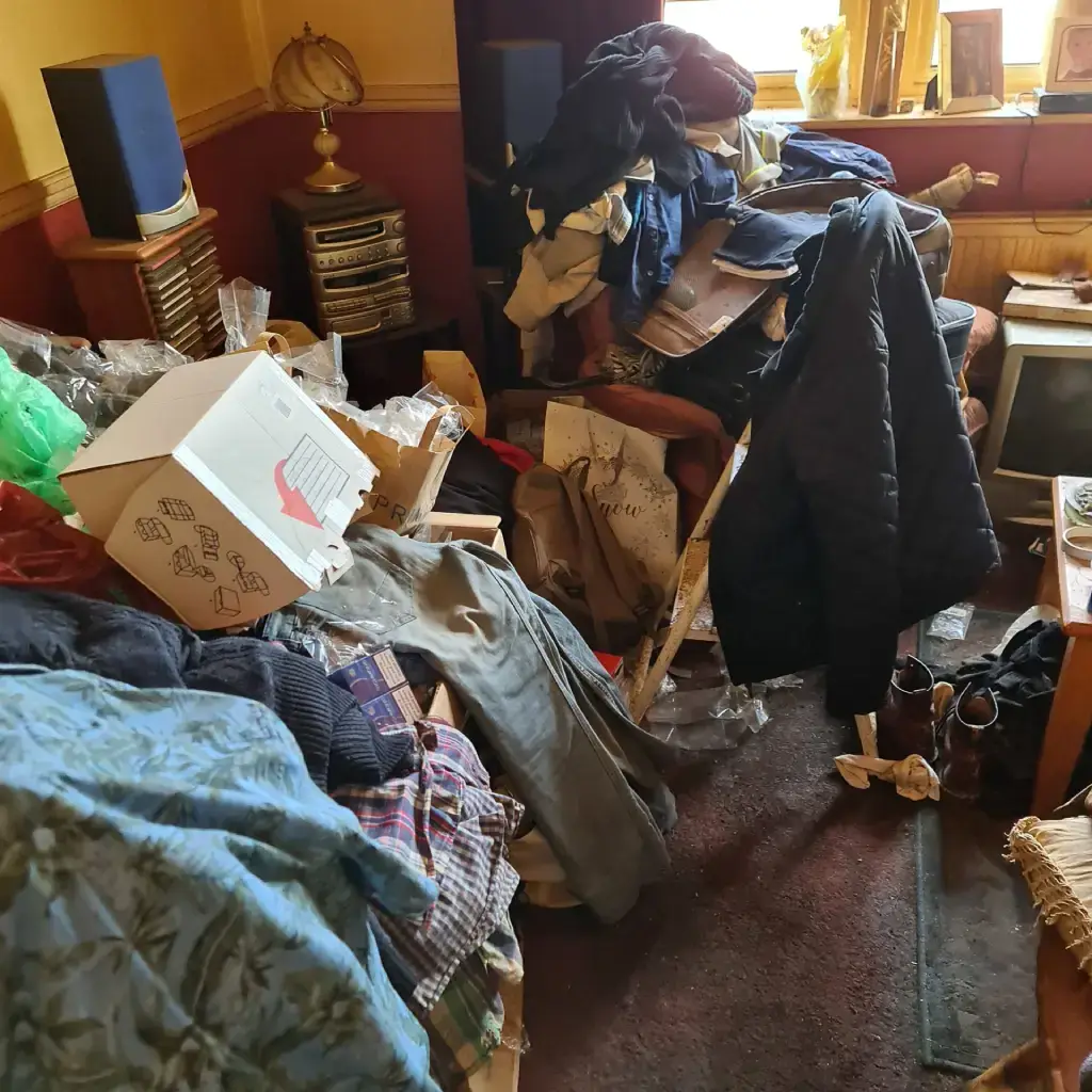 Hoard piles in a domestic property.