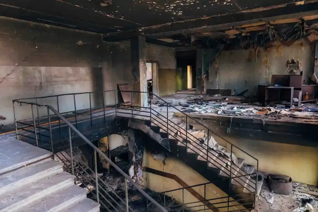 Fire damaged office building.