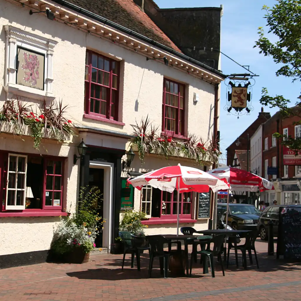 The outside of a British pub