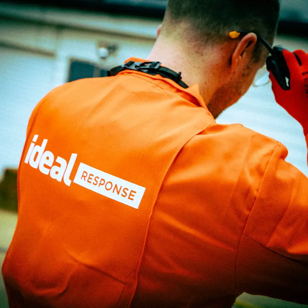 Ideal Response technician in orange PPE
